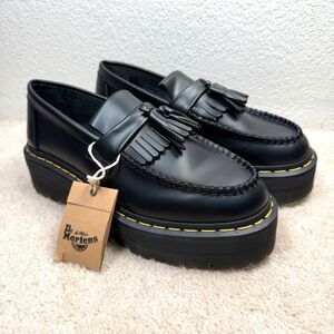 Dr Martens Adrian Quad Tassel Black Leather Platform Loafers Mens 7 / Ladies 8